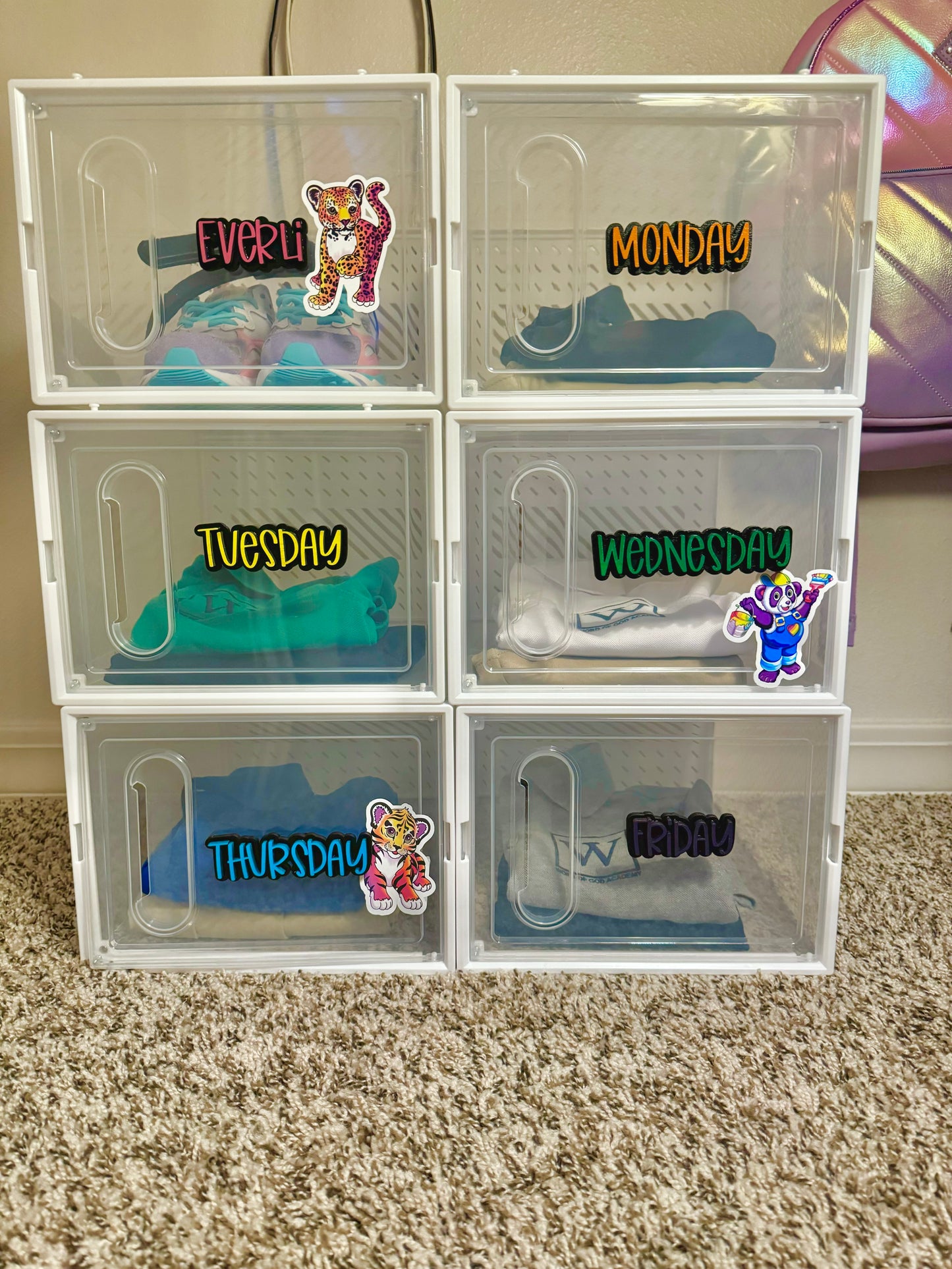 Days of the week Organizer tags