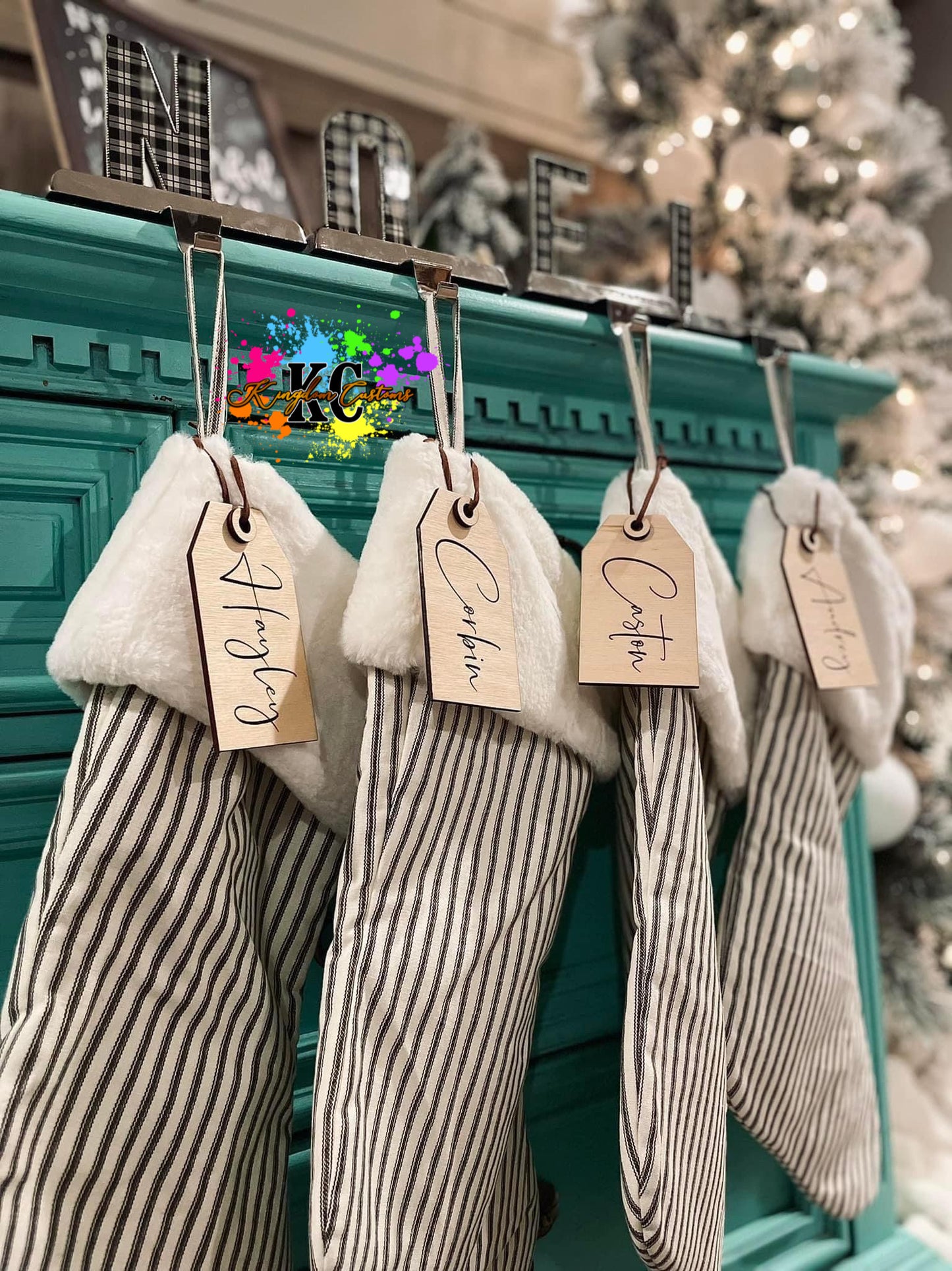 Wooden stocking tags