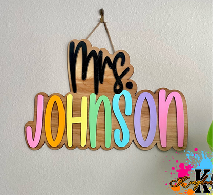 Rainbow Teacher Name sign