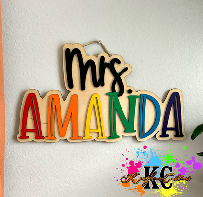 Rainbow Teacher Name sign
