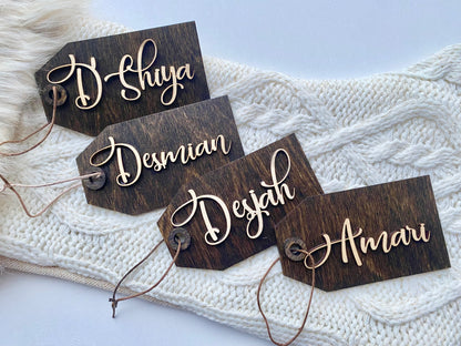 Wooden stocking tags