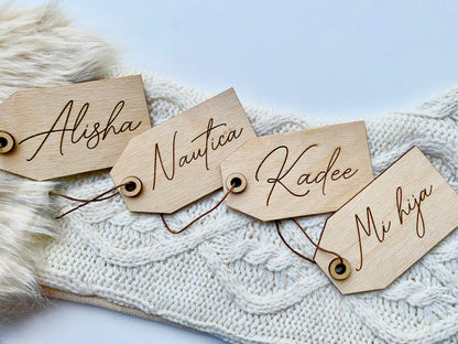 Wooden stocking tags