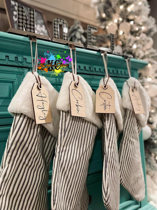 Wooden stocking tags